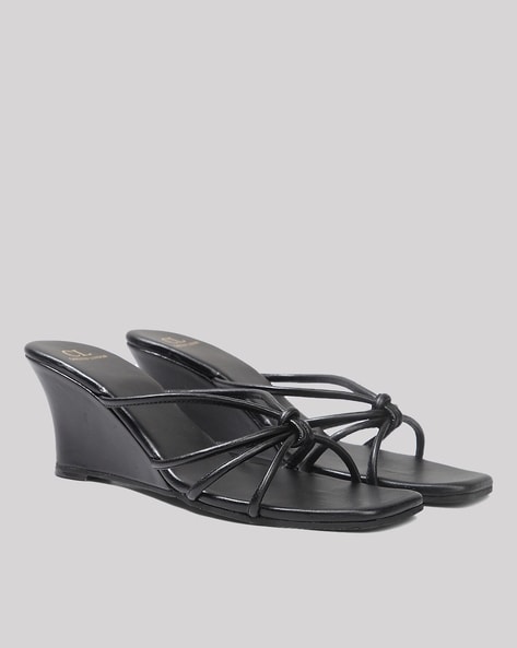 Buy Carlton London Textured Black Sandals online