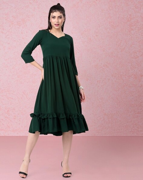 Style Blackish Green Button Wrinkled Silk Velour Long Dresses Bracelet  Sleeve | Dress bracelet, Style, Long dress