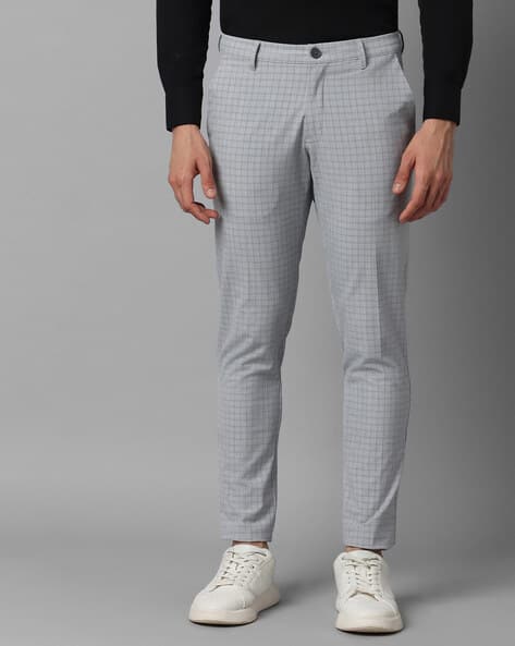 LOUIS PHILIPPE Men Striped Slim Fit Flat-Front Chinos