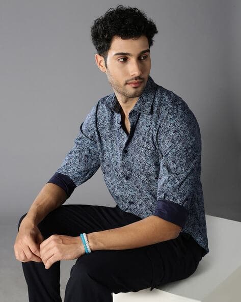 British Club Men Printed Slim Fit Shirt