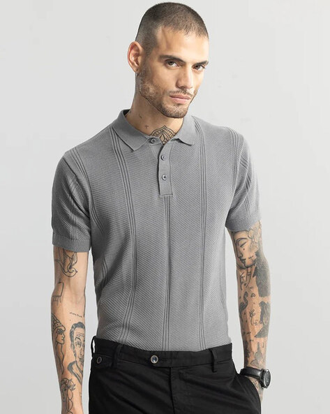 Ribbed Slim Fit Polo T-Shirt