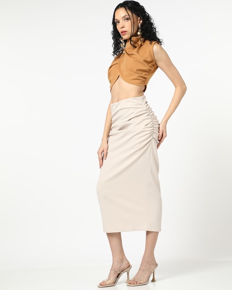 High waist shop ruched pencil skirt