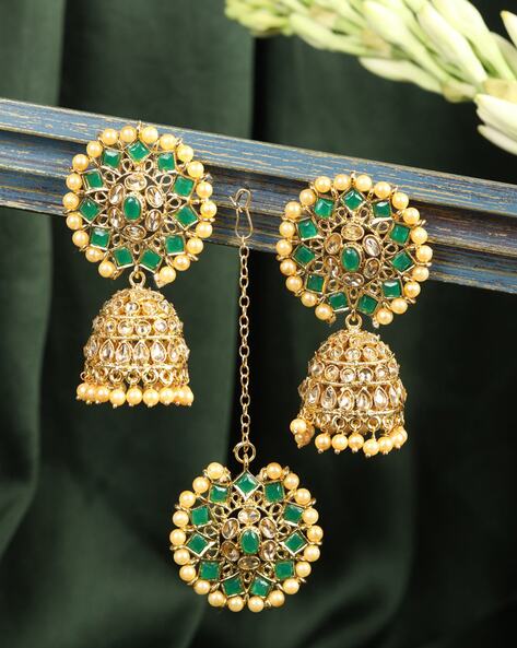 Green Oval Silk Thread Earrings – Fashionous