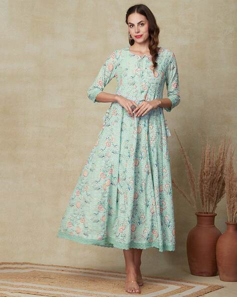 Buy BaiRagi Fashion Women's Sea Green Color Taffeta Silk Designer Anarkali  Gown (DR_9002_Sea-Green_Free Size) at Amazon.in