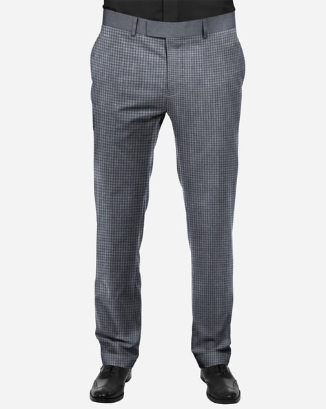 Buy Dark Grey Houndstooth Formal Pants For Men Online In India