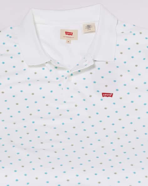 Levis Polo Polka Dot Shirt Men Polka-Dot Print Regular Fit Polo T-Shirt
