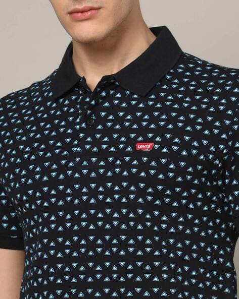 Men Geometric Print Regular Fit Polo T-Shirt