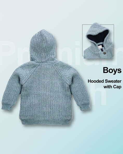 Boys Knitted Hoodie with Button Closure