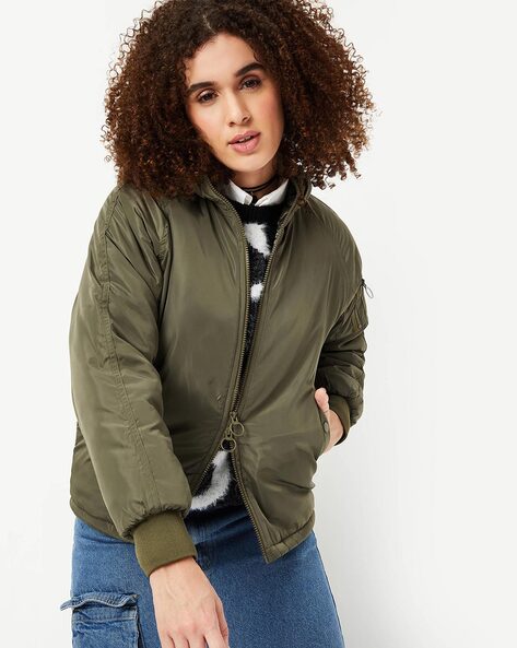 Buy Olive Jackets & Coats for Women by Well Quality Online | Ajio.com