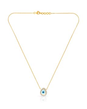 malabar gold & diamonds Women Yellow Gold Evil Eye Pendant with Chain-picture-27