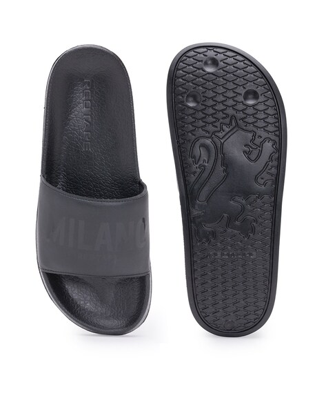 Men Typogaphic Print Open Toe Slides