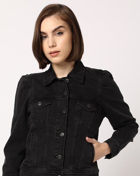 Gap womens black denim on sale jacket