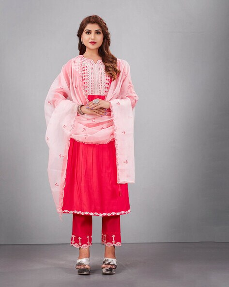 Women Embroidered Round-Neck Salwar Price in India