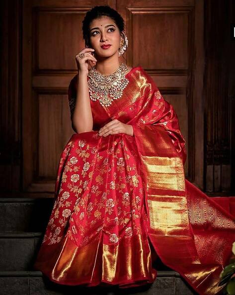 Synthetic Tussar Silk DN-8003 Trishika Jacquard Banarasi Saree, 6.3 m (with  blouse piece), Size: 5.30 Mtr at Rs 449 in Surat