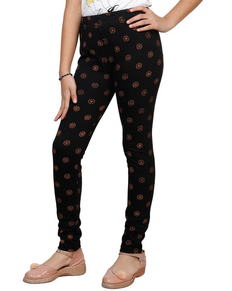 Pack of 4 Polka-Dot Leggings with Elasticated Waistband