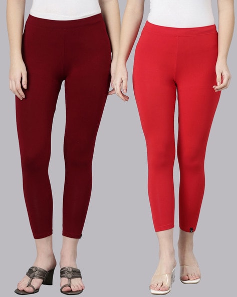 Buy Red Leggings for Women by Twin Birds Online