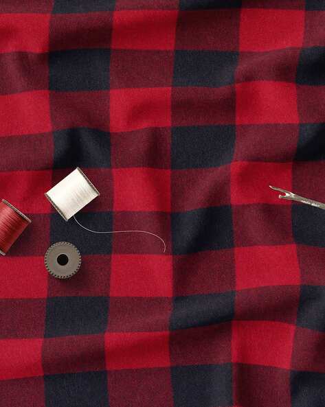 Buffalo Plaid - Black & Blue - Cotton FLANNEL Fabric