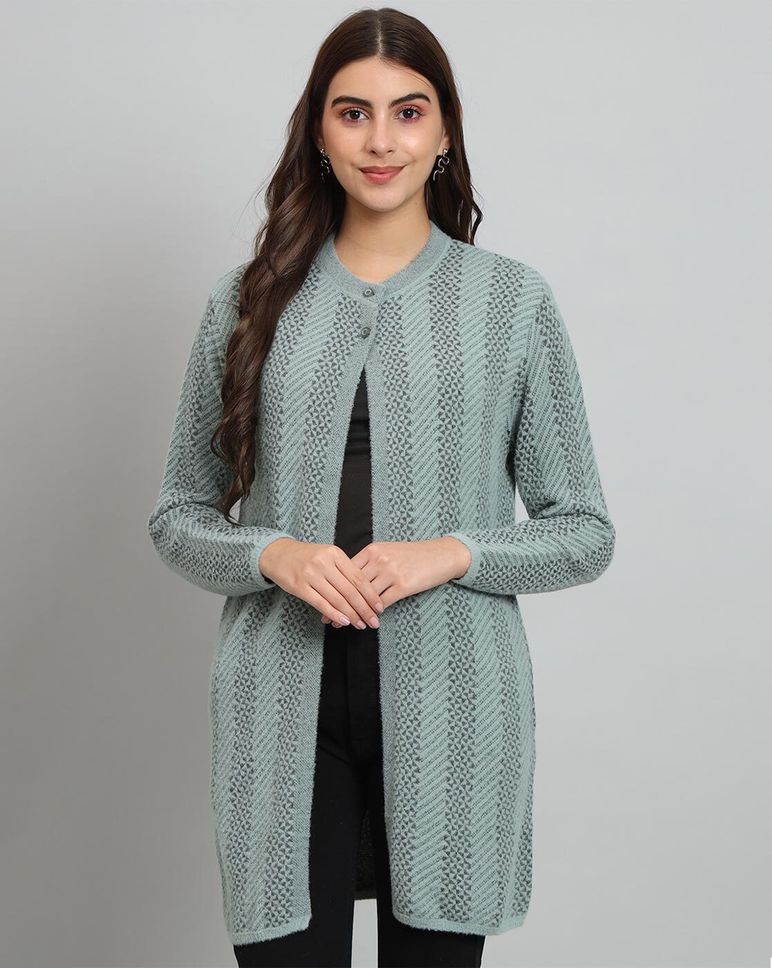 Buy CONTRASTING STRIPE BLUE LOOSE CARDIGAN for Women Online in India