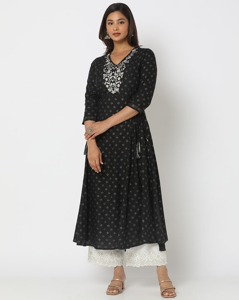 Available in 10 colors Avaasa Latest Table Print Rayon Black Ikkat Pattern  Woman Kurti at Rs 251/piece in Surat