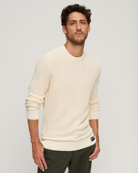 Mens beige deals knitted jumper