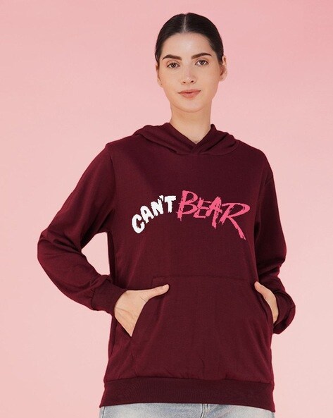 Buy Burgundy Sweatshirt Hoodies for Women by Nusyl Online Ajio