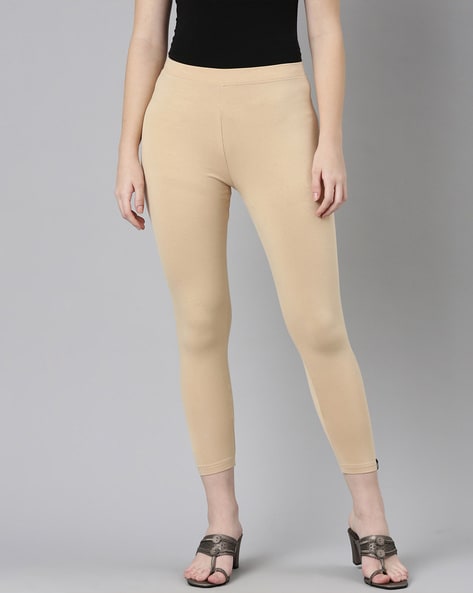 Buy Thread Plus Women's Skinny Fit Ankle Length Leggings for Women  (Color-Beige) at