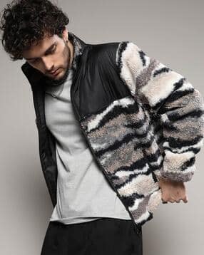 Men Self-Design Regular Fit Bomber Jacket-image-5
