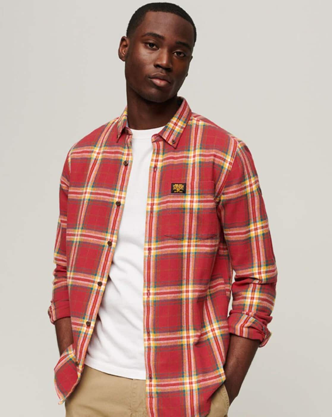 SANGTREE Men's Long Sleeve Flannel Plaid Shirt – Casual Button-Up For Men & Boys