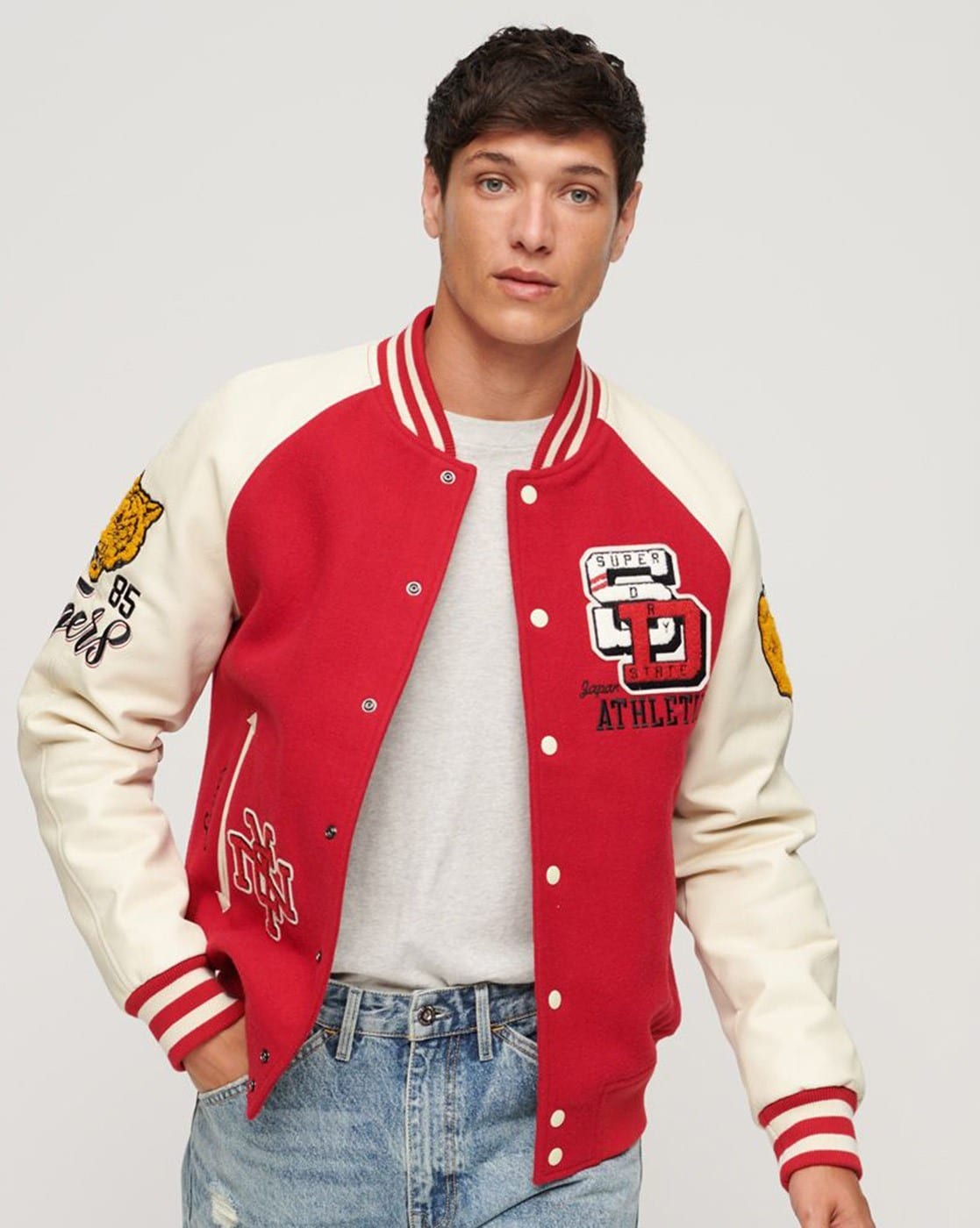 Top Gun Mens The Flying Legend Varsity Jacket Black Red | Fruugo US