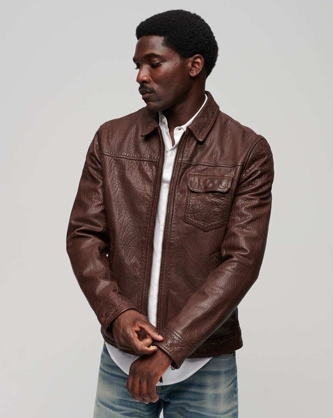 Schott NYC P677 Chromexcel Steerhide Motorcycle Jacket - Brown - Franklin &  Poe