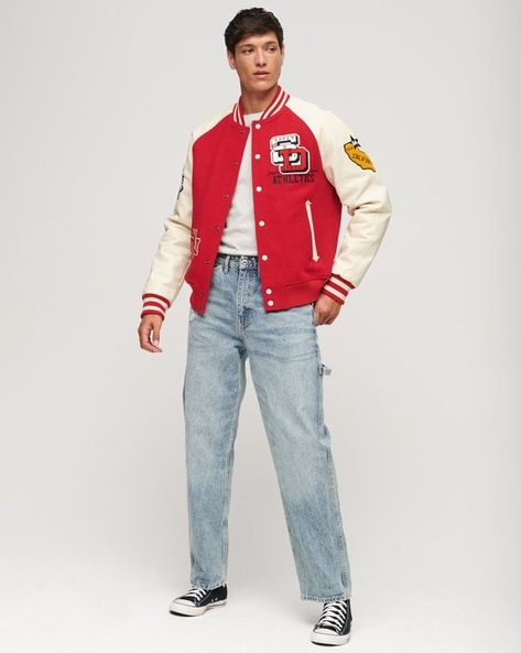 Patch Letter Oversized Varsity Jacket | boohoo