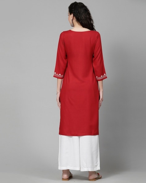 Red and Off White A-Line Red Kurti Palazzo Set at Rs 550/piece in Delhi |  ID: 20685070397