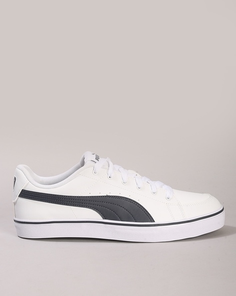 Amazon.com | PUMA Men's Court Classic Vulc Sneaker, White Navy-Vapor Gray,  7 | Fashion Sneakers
