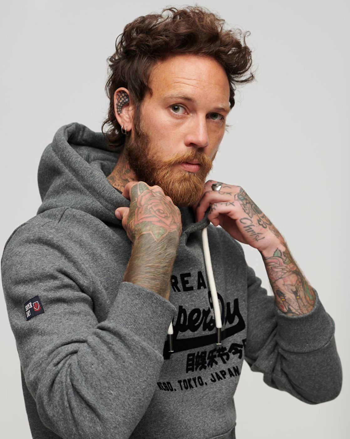 Superdry mens grey hoodie sale