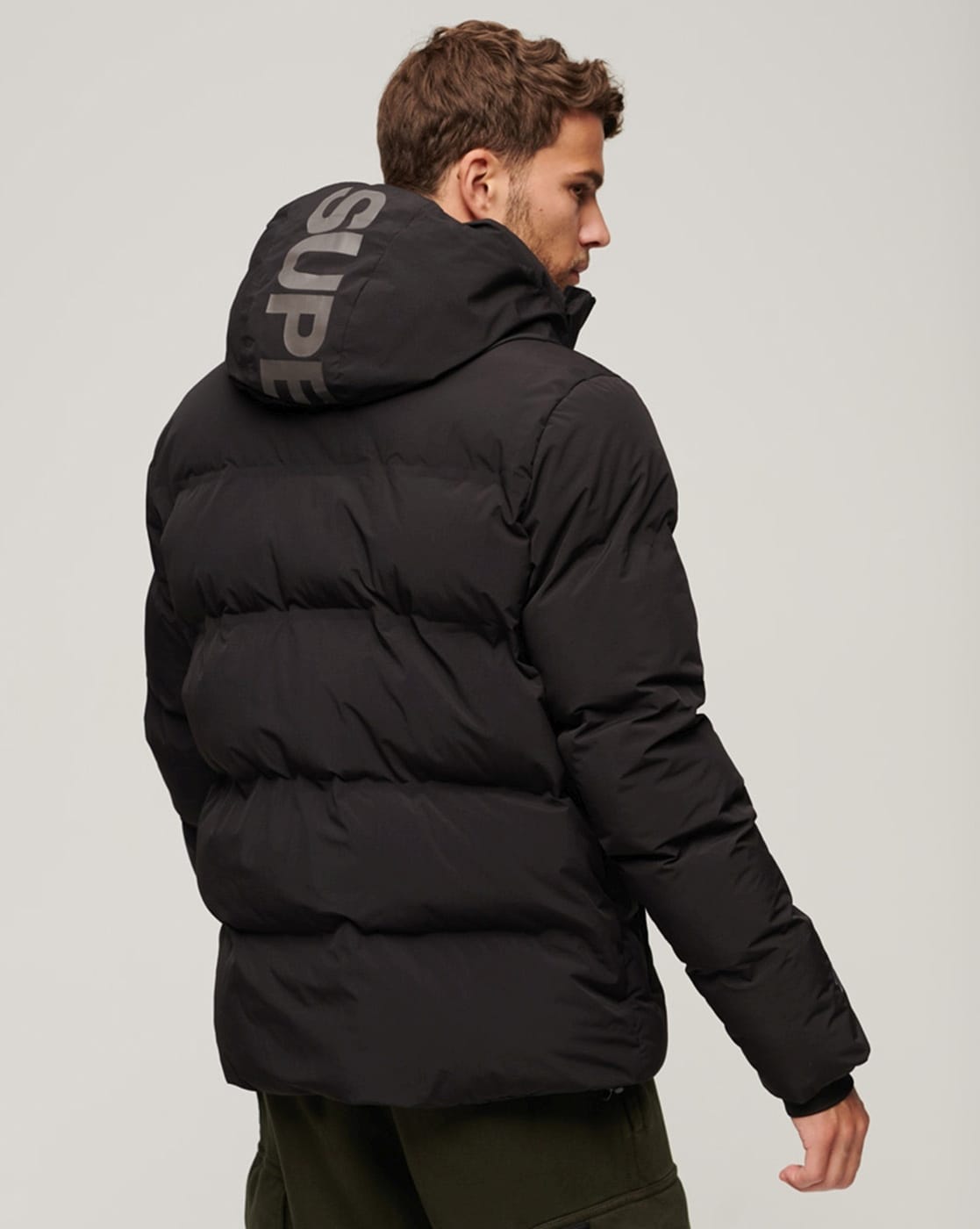 Superdry black puffer on sale coat