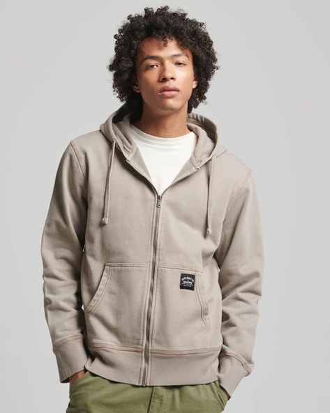 Contrast zip 2024 up hooded sweatshirt