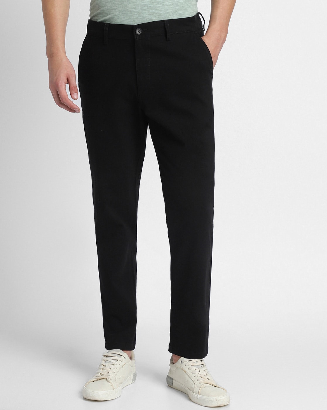 Buy Men Black Slim Fit Solid Flat Front Formal Trousers Online - 762276 |  Louis Philippe