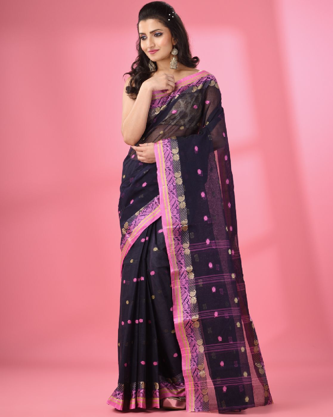 Buy Navy Blue Sarees for Women by Indie Picks Online