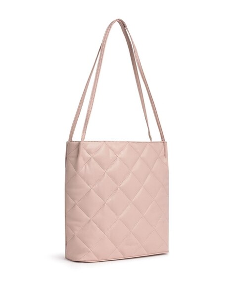 Women Quilted Shoulder Bag with Zip Closure