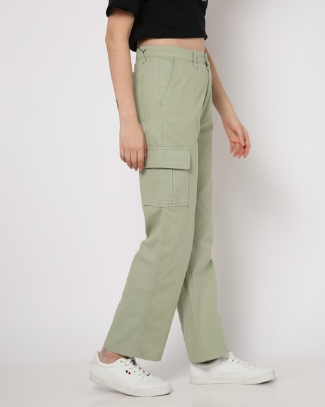 Buy Breakbounce khaki Regular Fit Mid Rise Cargo Trousers for Women's  Online @ Tata CLiQ