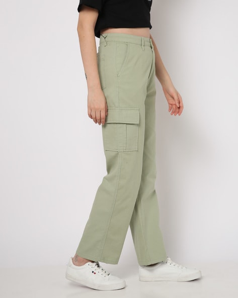 Canvas cargo trousers - Dark khaki green - Ladies | H&M IN