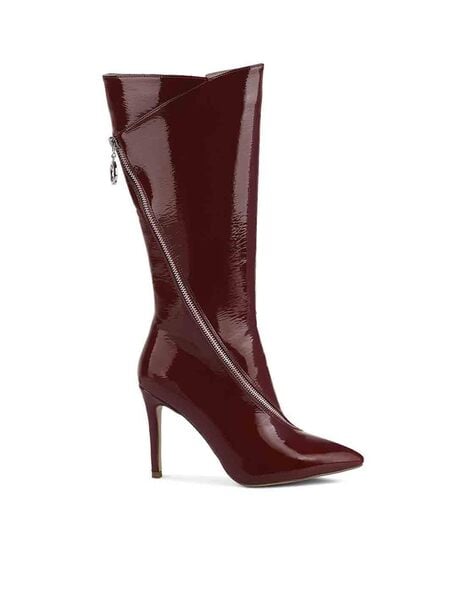 Mid calf burgundy clearance boots