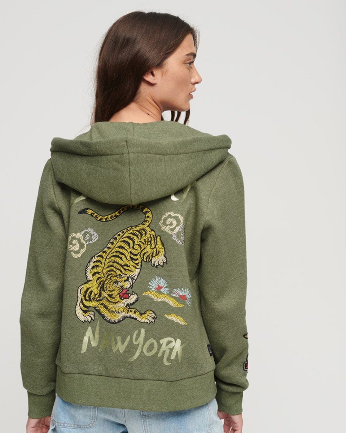 Gucci green tiger hoodie hotsell