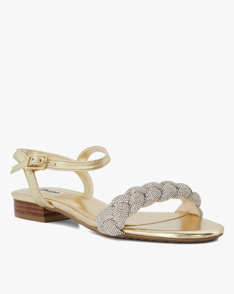 Buy Steve Madden Women Silver & Dull Gold Toned Shiekk Sandals - Flats for  Women 142062 | Myntra