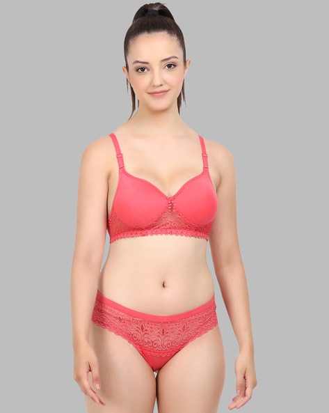 Non-Padded Red Cotton Bra Panty Set, Size: 34B at Rs 80/set in New