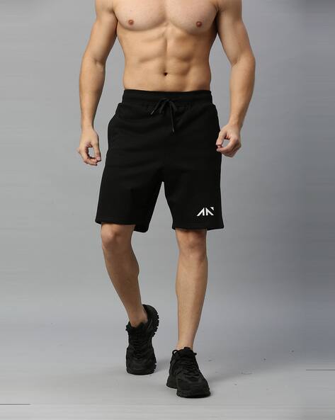 Men Regular Fit Shorts with Elasticated Drawstring Waist
