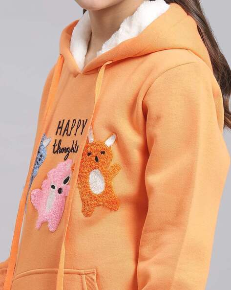 Orange hoodie store for girls