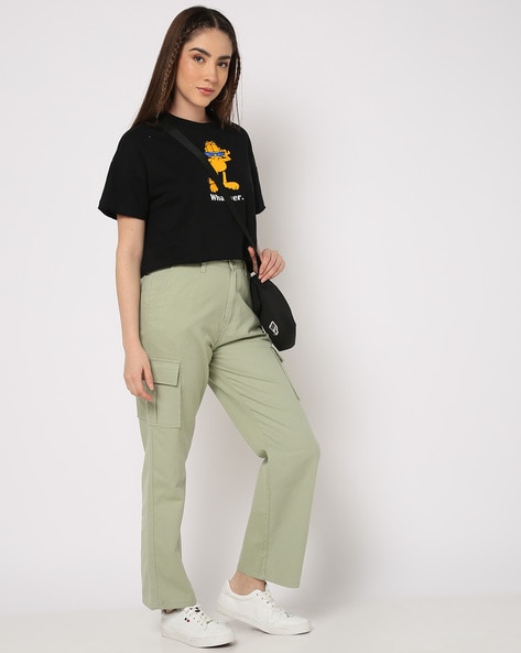 Buy Sage Green Trousers & Pants for Women by Outryt Online | Ajio.com
