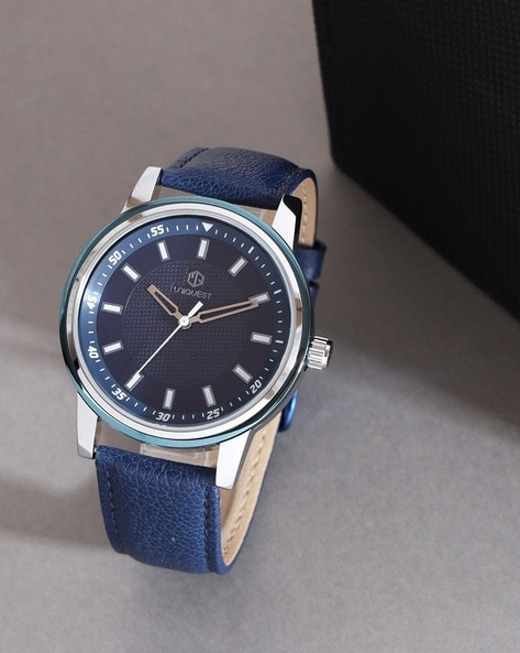 Mens blue hot sale leather watch