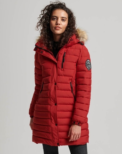 Padded jacket cheap with fur hood